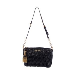 Miu Miu Black Matelassé Nappa leather shoulder bag with gold-tone hardware